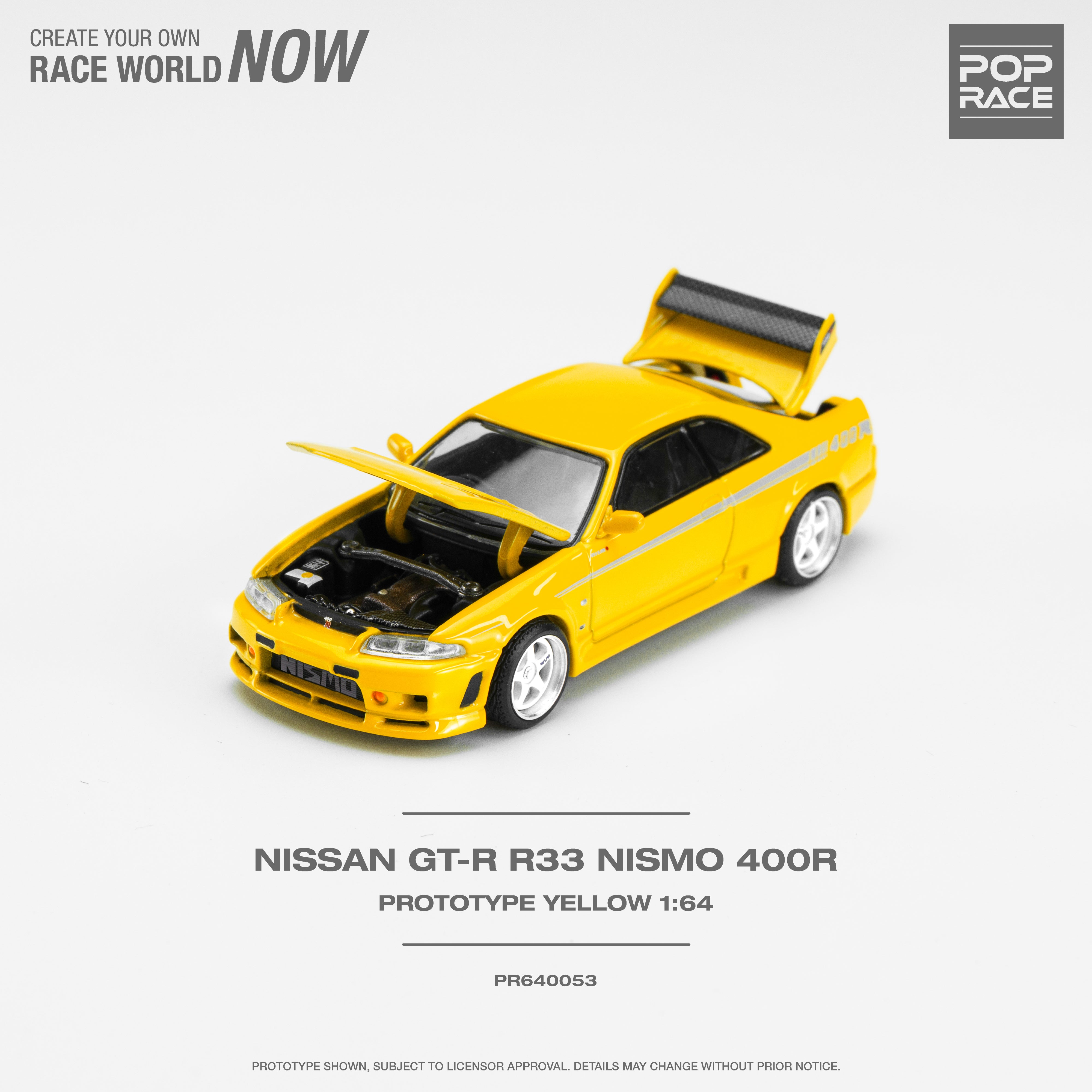 *PREORDER* Pop Race 1/64 Nissan Skyline (BNCR33) NISMO 400R in Prototype  Yellow