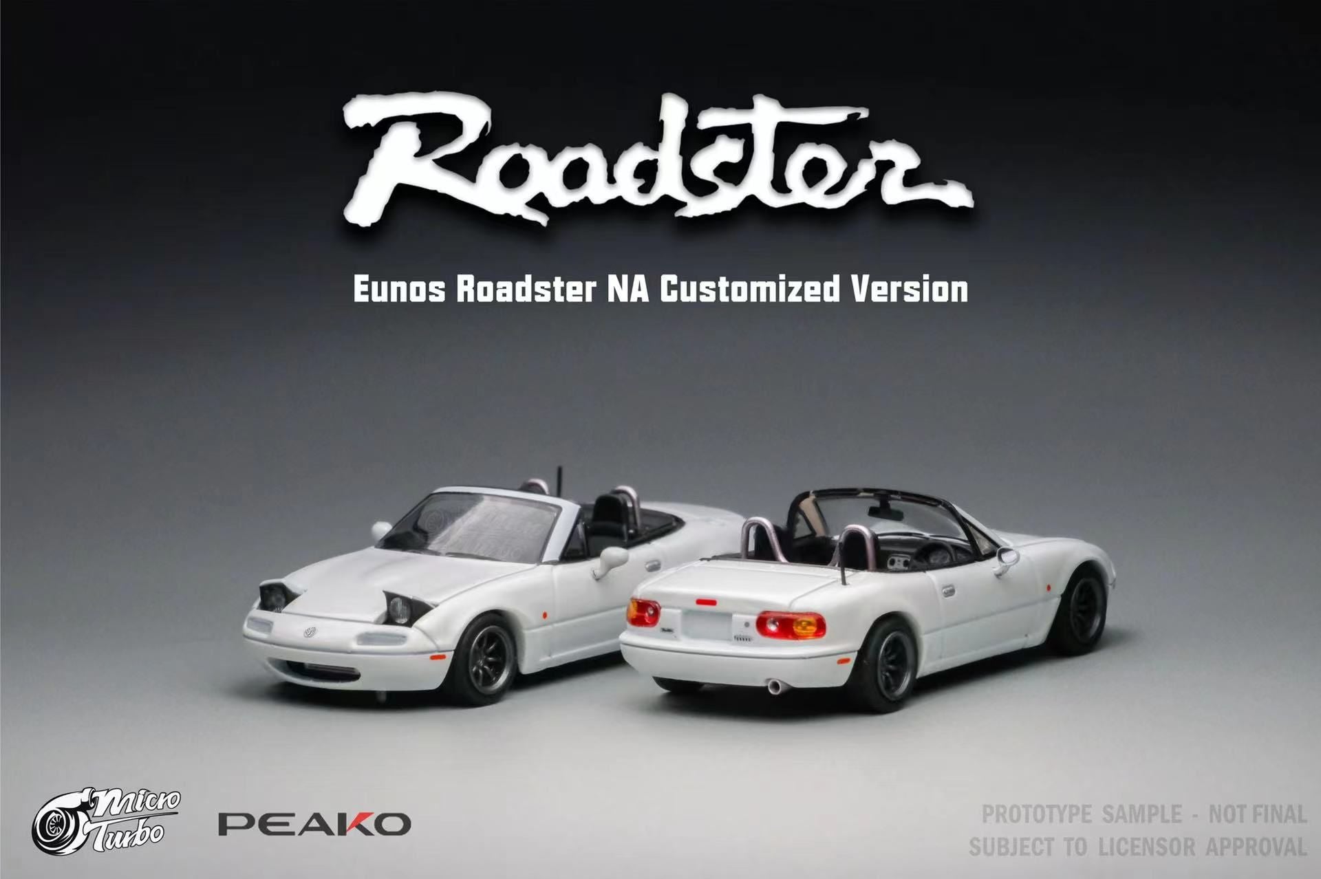 Peako Models / Micro Turbo 1:64 Mazda EUNOS Roadster NA Customized Version  in White with Pop Up Headlights