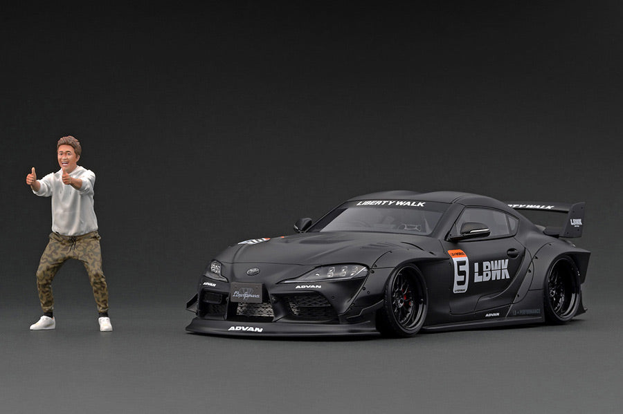 Ignition Model 1:18 Toyota Supra (A90) LB-WORKS in Matte Black with Mr.  Wataru Kato Figure