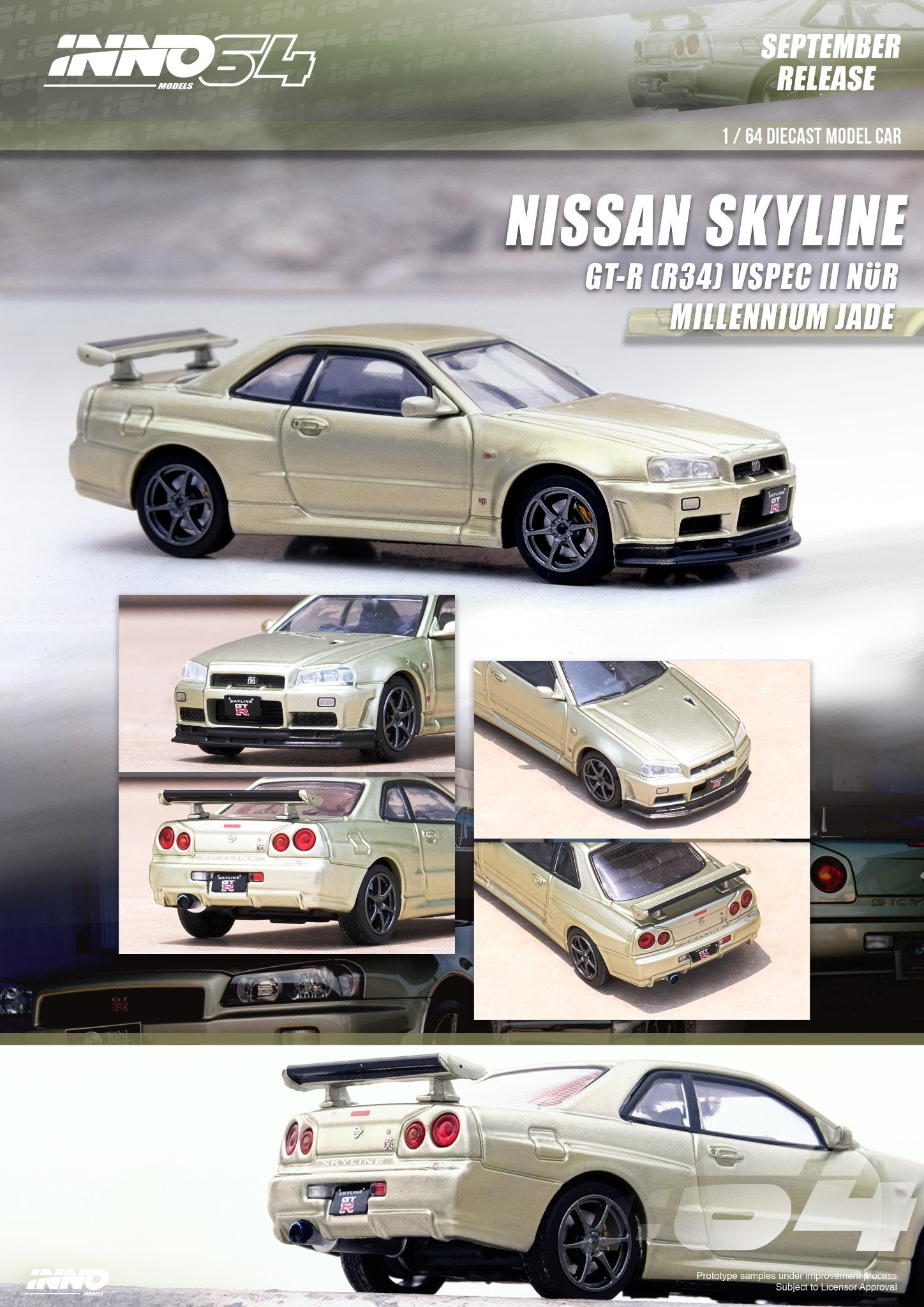 INNO64 1:64 Nissan Skyline GT-R (R34) V-Spec II Nür in Millennium