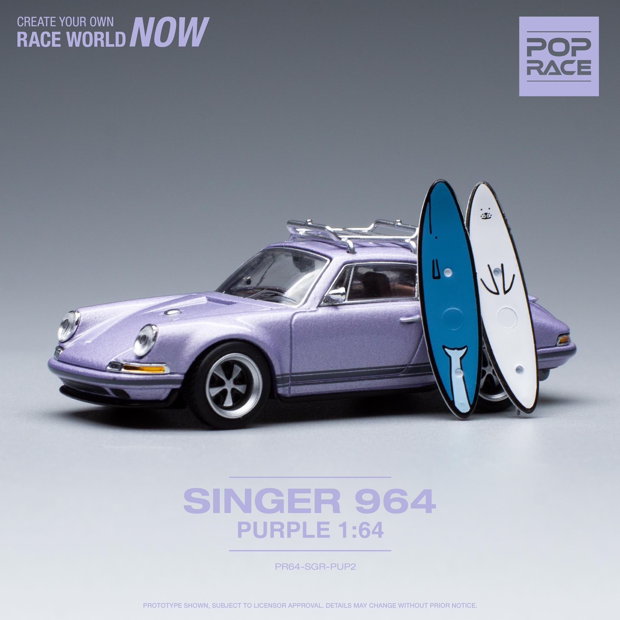 Pop Race 1/64 Porsche 964 Singer in Purple with Accessories