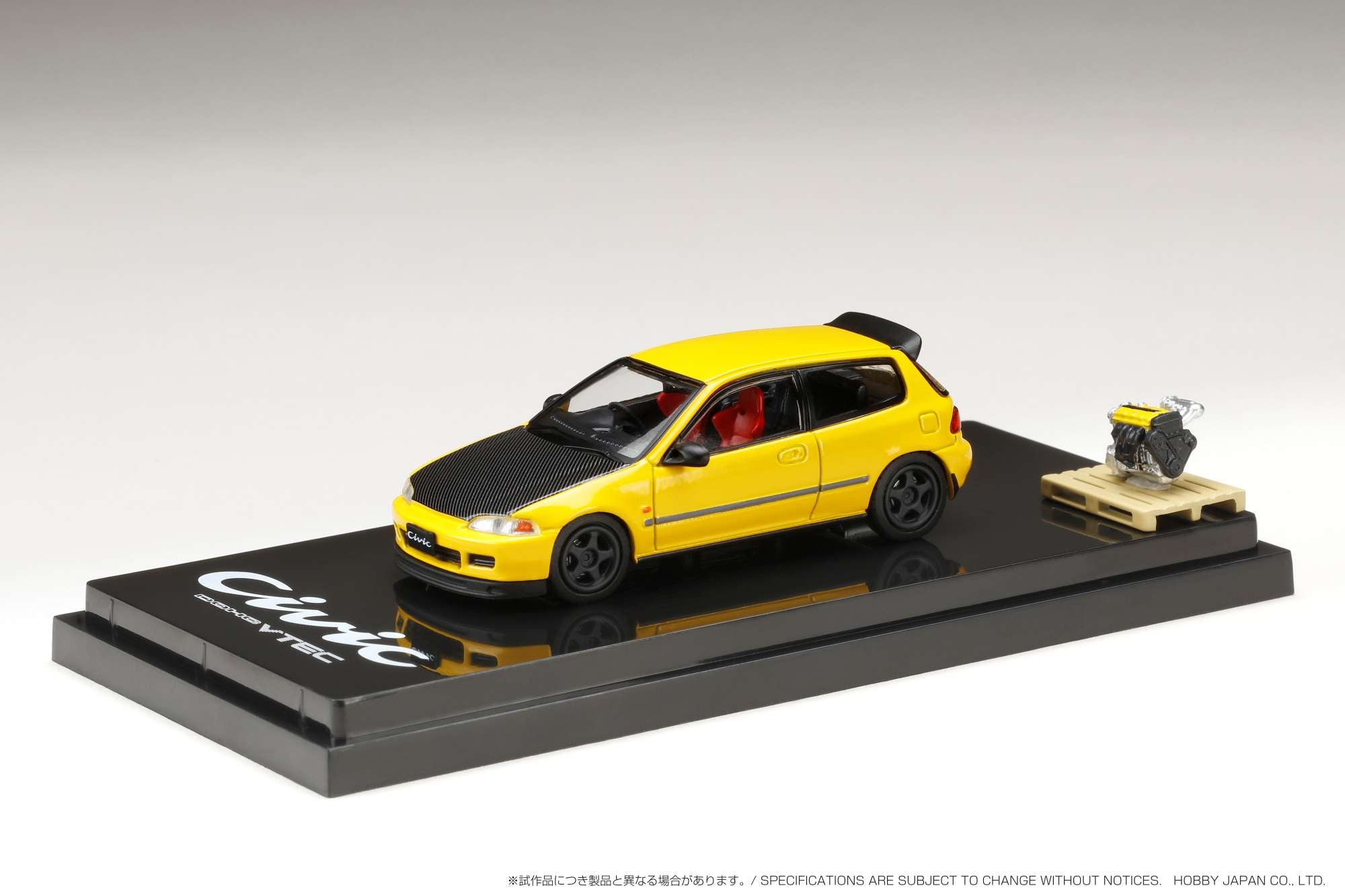 Hobby Japan 1:64 Honda Civic (EG6) Customized Version with Engine Display  in Yellow