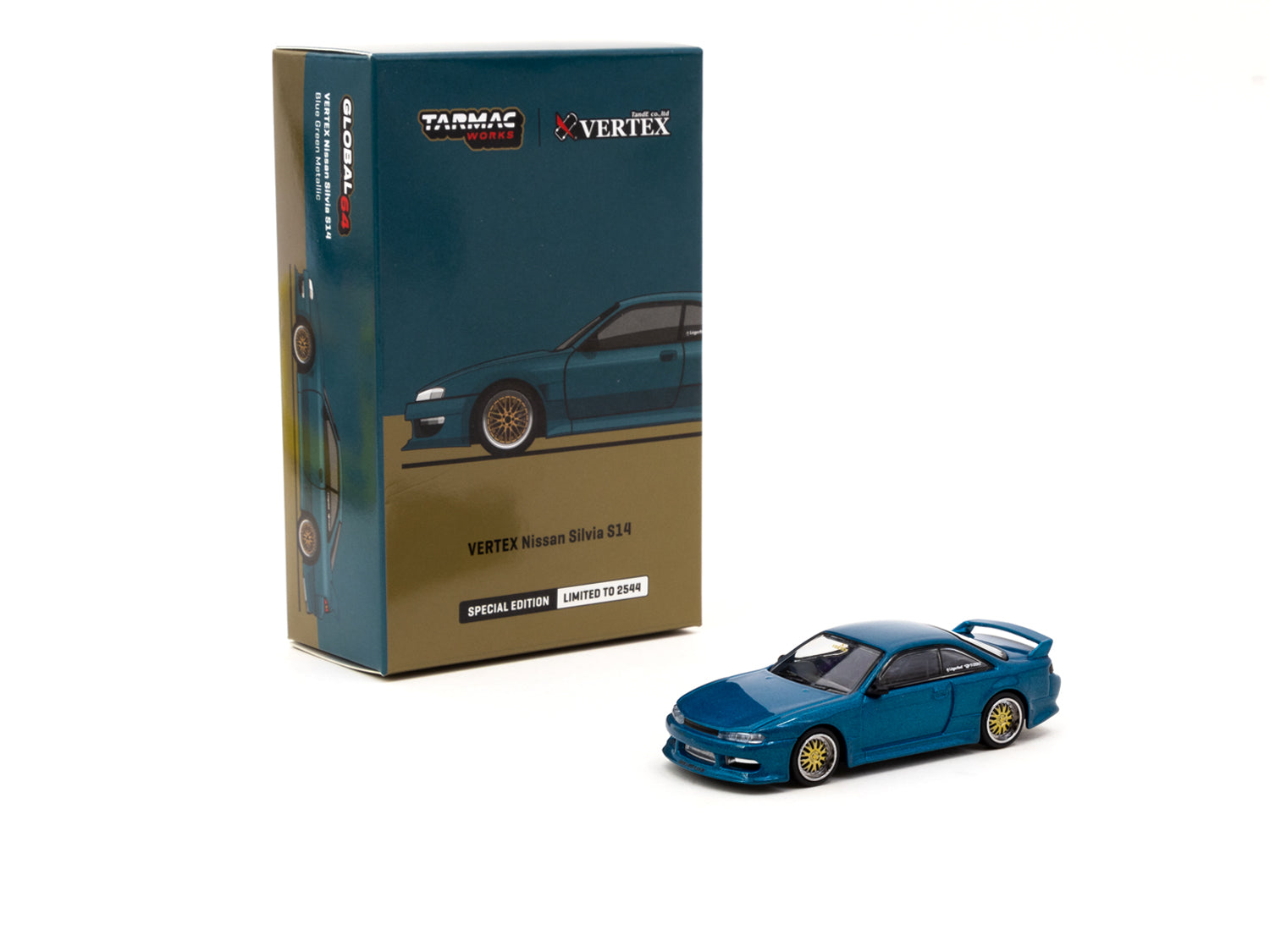 Tarmac Works 1:64 Nissan Silvia S14 Vertex in Blue Green Metallic Nismo  Festival at FUJI Speedway 2022