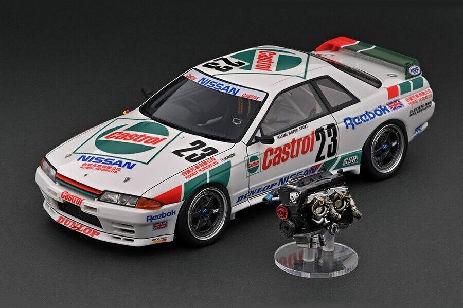 Ignition Model 1:18 Nissan Skyline GT-R (BNR32) CASTROL (#23) 1990 Macau  with Engine