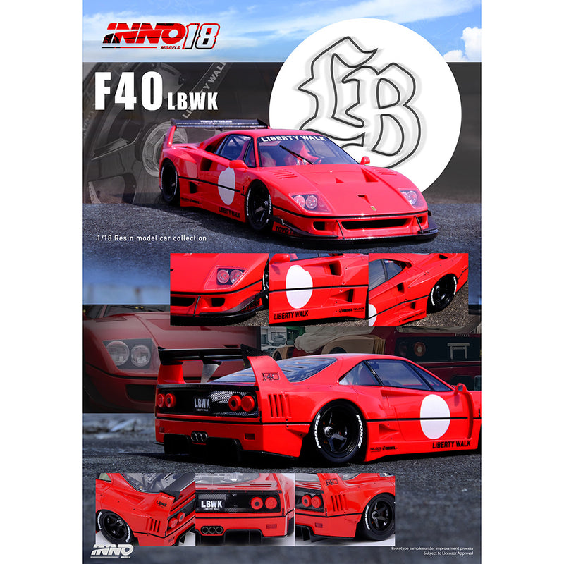 INNO Models 1:18 Ferrari F40 Liberty Walk in Red