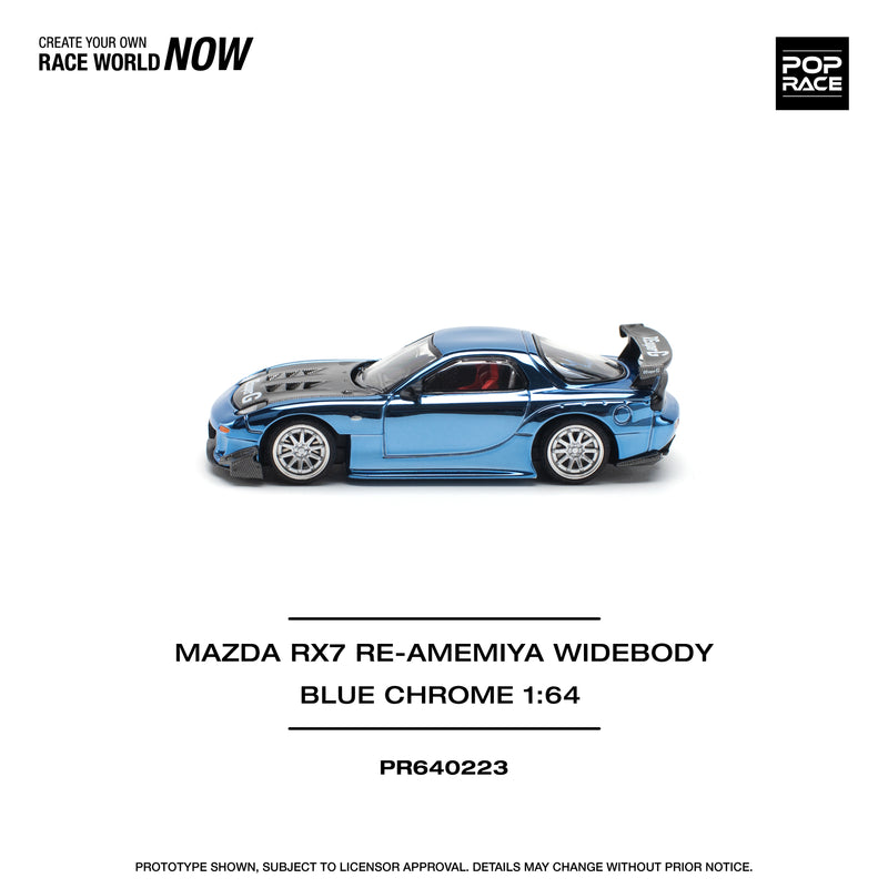 *PREORDER* Pop Race 1:64 Mazda RX-7 (FD3S) RE-Amemiya in Blue Chrome