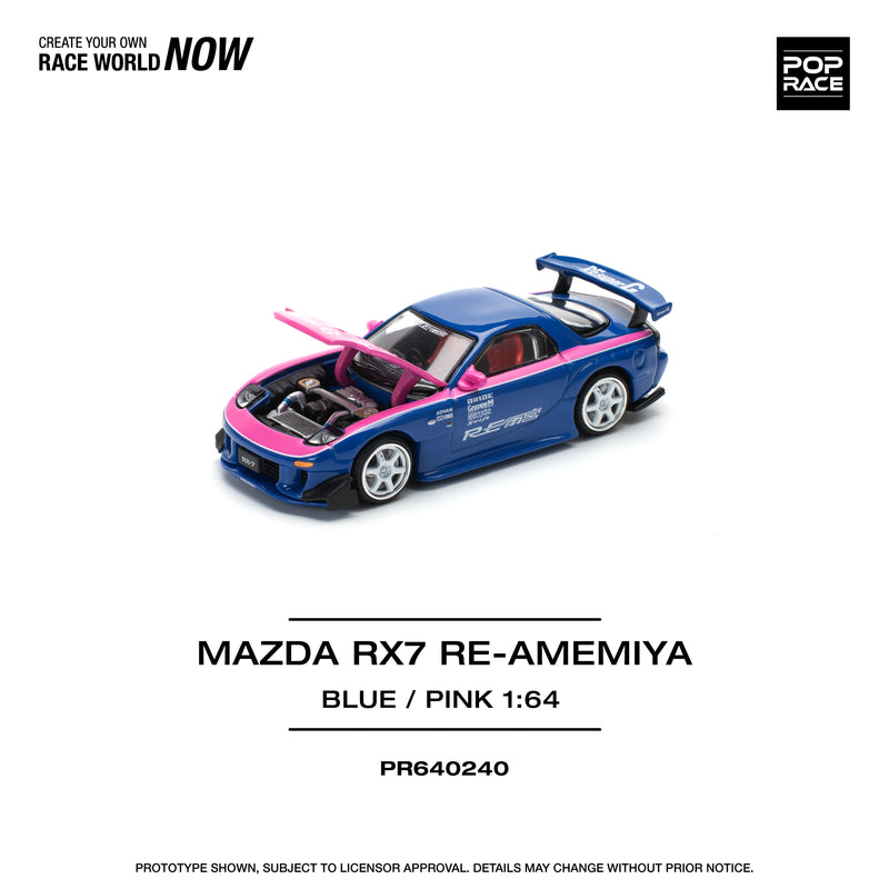 *PREORDER* Pop Race 1:64 Mazda RX-7 (FD3S) RE-Amemiya in Blue / Pink