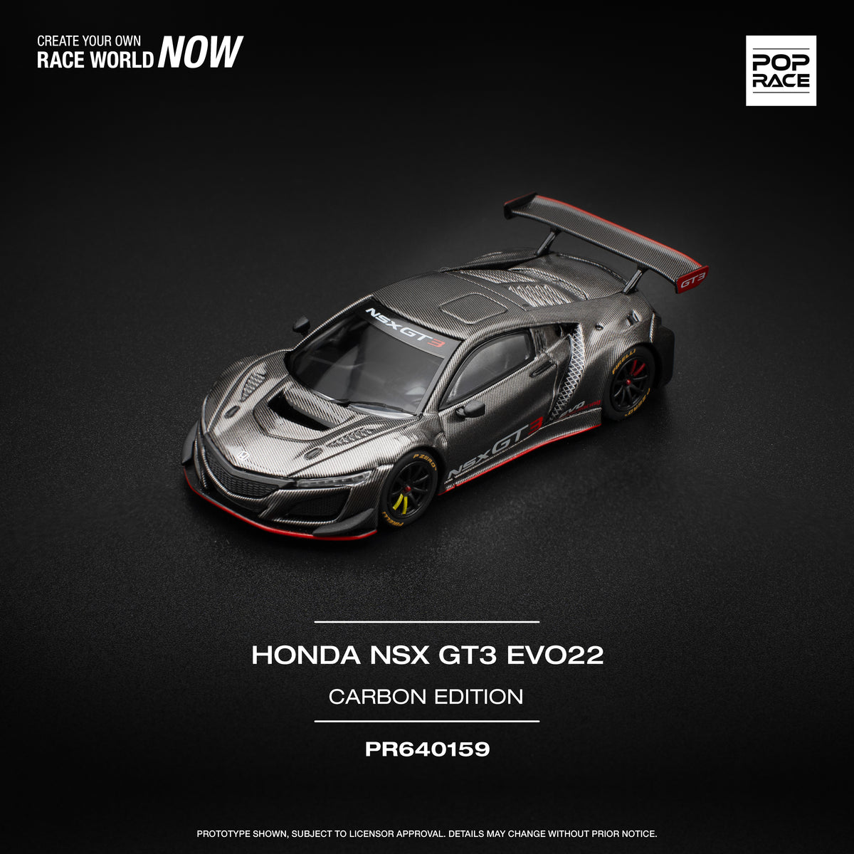 PREORDER* Pop Race 1:64 Honda NSX (NC1) GT3 EVO22 Carbon Fiber Editio