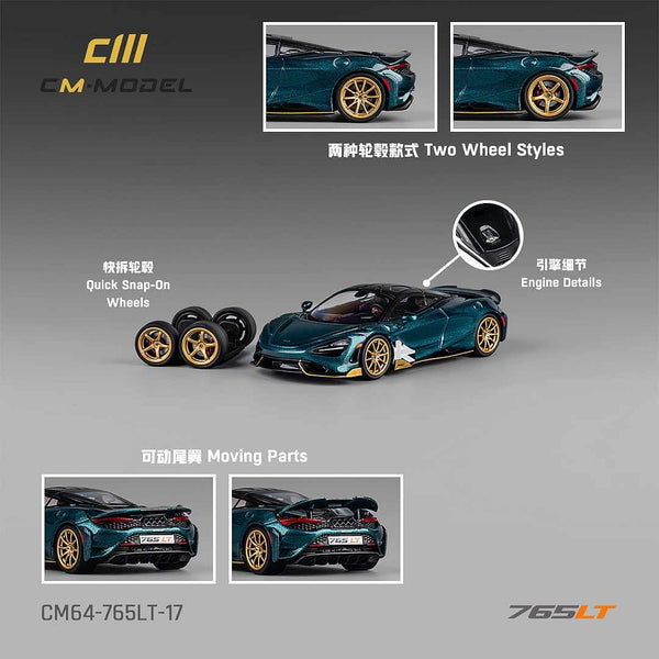 *PREORDER* CM Model 1:64 McLaren 765LT in Metallic Black Green