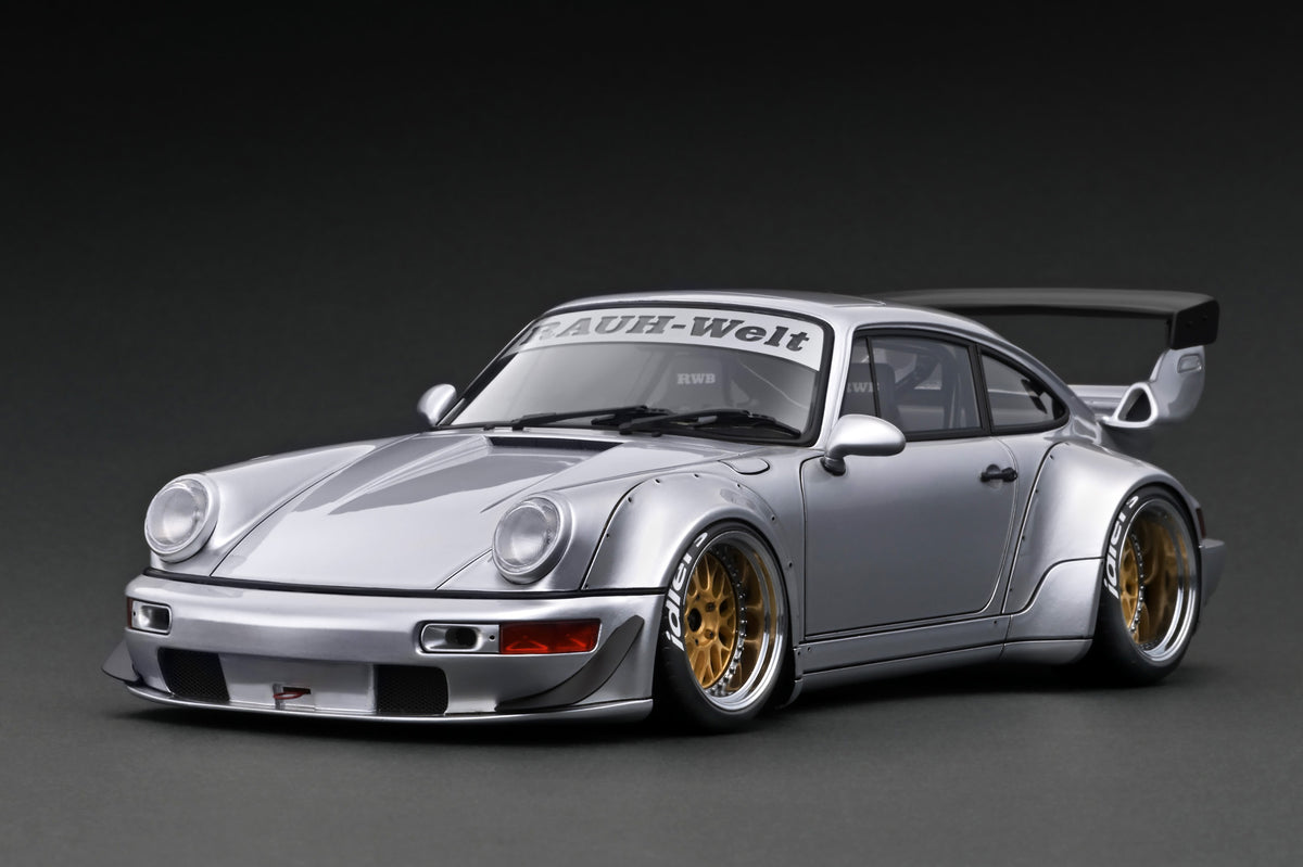 Ignition Model 1:18 Porsche 964 RWB in Silver with M64 Engine Display