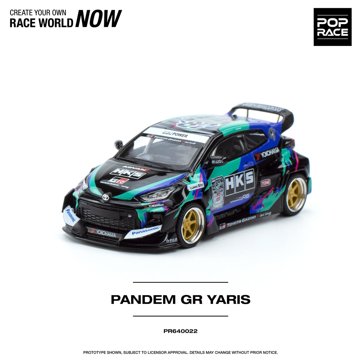 Pop Race 1/64 Toyota GR Yaris Pandem HKS Version