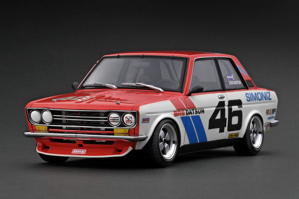 *PREORDER* Ignition Model 1:18 Datsun Bluebird (510) #46 in Red / White