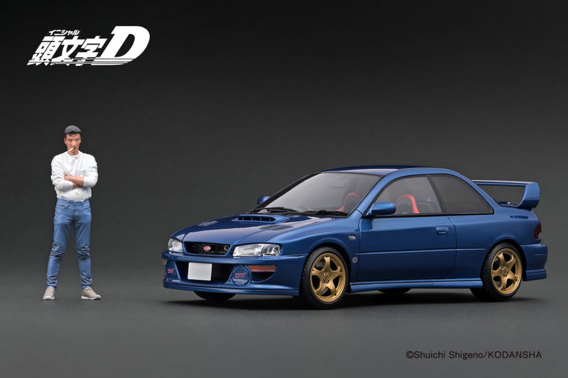 *PREORDER* Ignition Model 1:18 Subaru Impreza WRX type R STi Version V (GC8) INITIAL D in Blue with Mr. Bunta Fujiwara