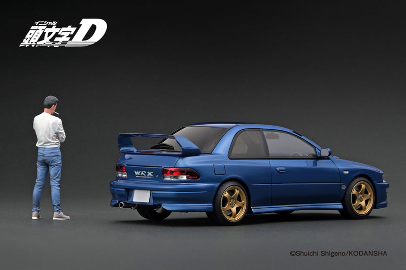 *PREORDER* Ignition Model 1:18 Subaru Impreza WRX type R STi Version V (GC8) INITIAL D in Blue with Mr. Bunta Fujiwara