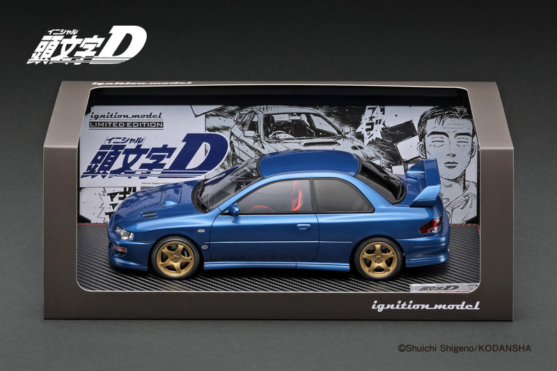 *PREORDER* Ignition Model 1:18 Subaru Impreza WRX type R STi Version V (GC8) INITIAL D in Blue with Mr. Bunta Fujiwara