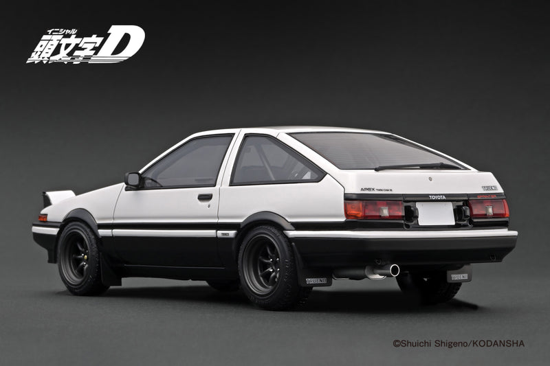 *PREORDER* Ignition Model 1:18 Toyota Sprinter Trueno (AE86) 3DR in White & Black with Mr. Bunta Fujiwara