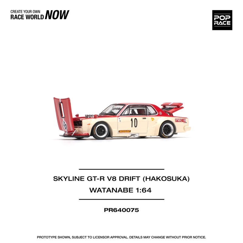 *PREORDER* Pop Race 1:64 Nissan Skyline GT-R V8 Drift (Hakosuka) with Watanabe