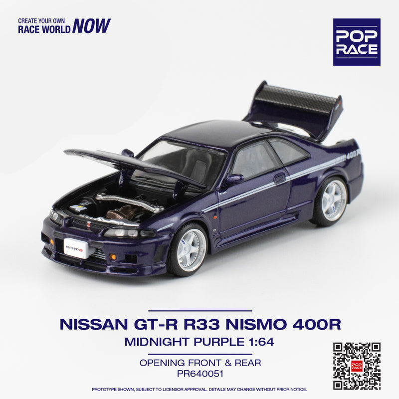 Pop Race 1/64 Nissan Skyline (BNCR33) NISMO 400R in Midnight Purple