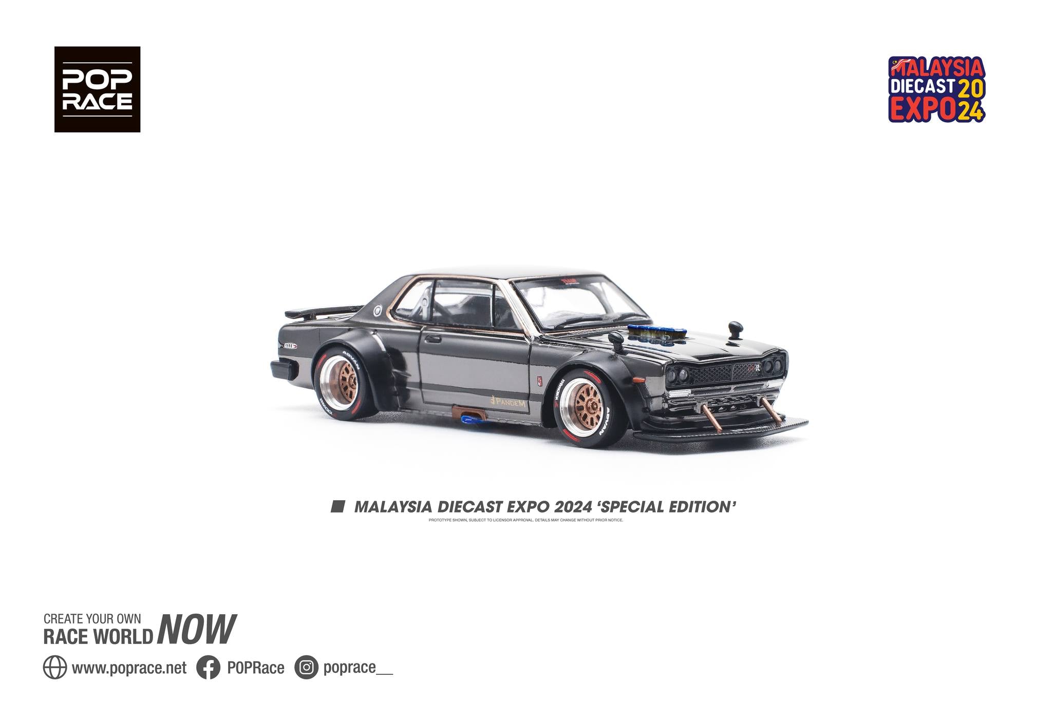 Pop Race 1:64 Nissan Skyline GT-R V8 Drift (Hakosuka) in Dark Chrome M