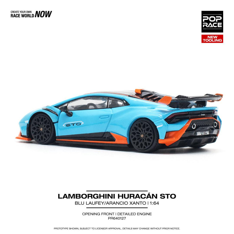 *PREORDER* Pop Race 1:64 Lamborghini Huracan STO Blu Laufey / Arancio Xanto