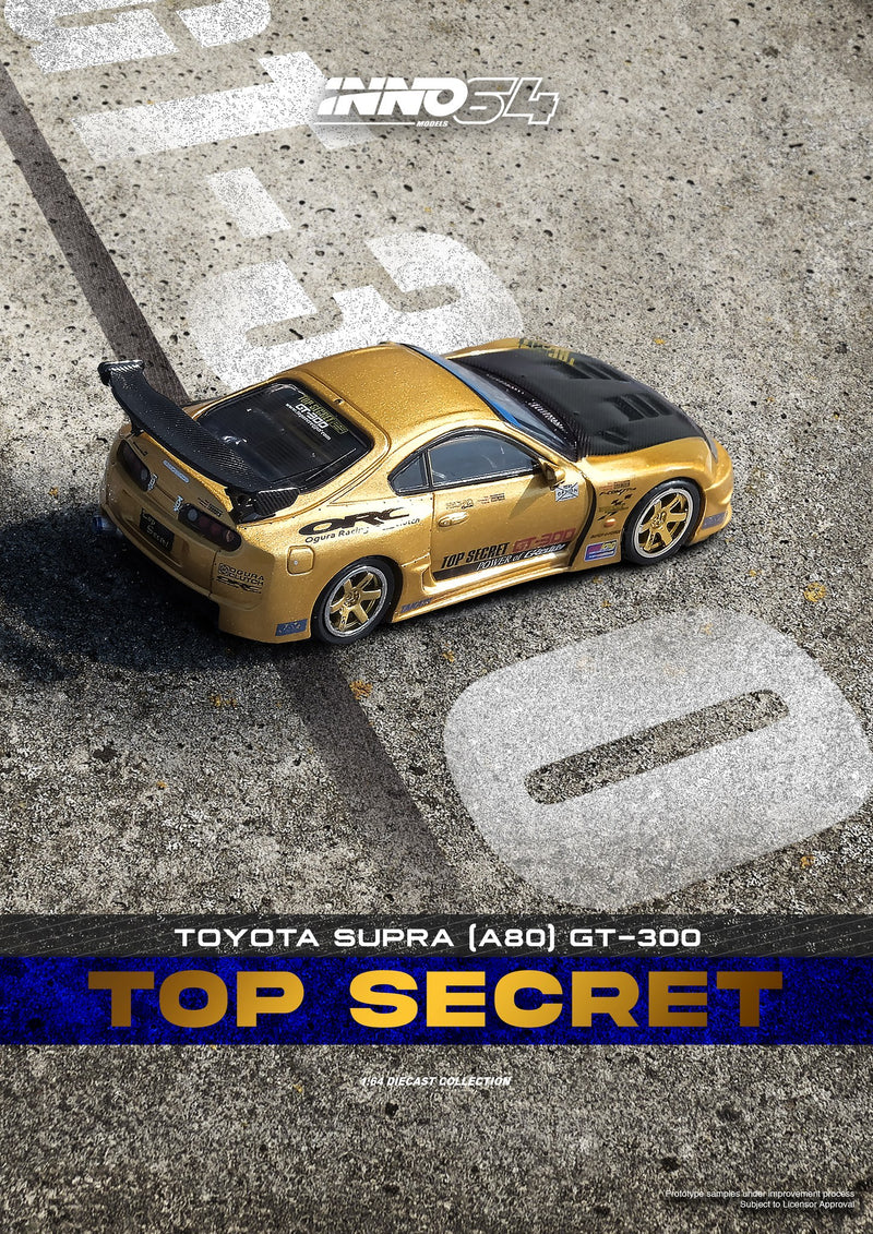 *PREORDER* INNO64 1:64  Toyota Supra (A80) TOP SECRET GT300 by "Smokey" Nagata in Gold