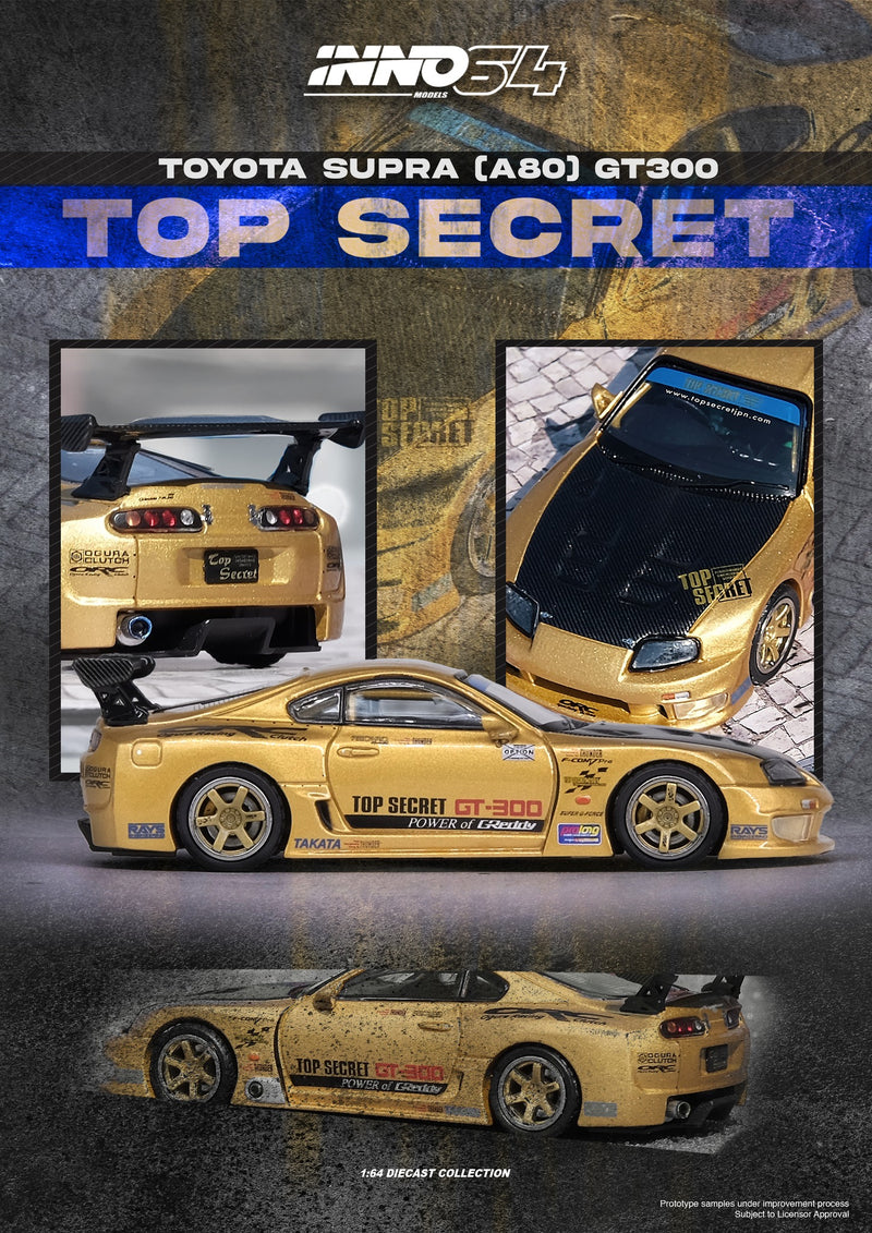 *PREORDER* INNO64 1:64  Toyota Supra (A80) TOP SECRET GT300 by "Smokey" Nagata in Gold