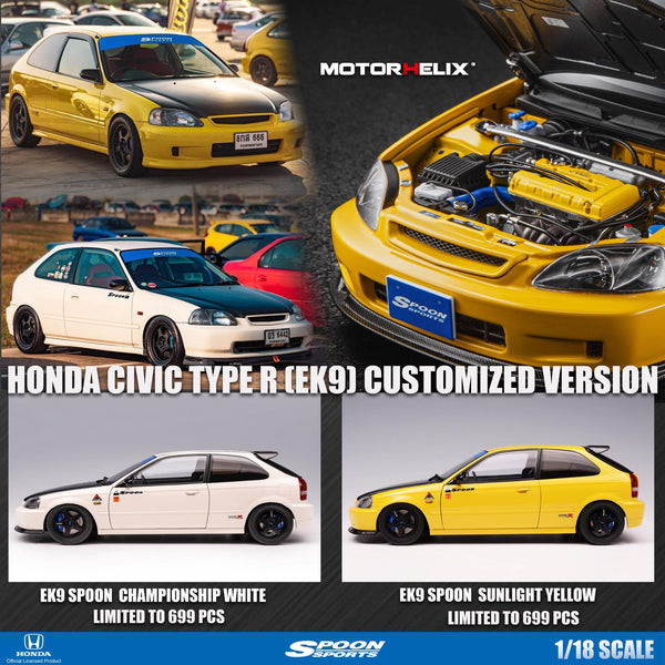 MotorHelix 1:18 Honda Civic Type-R (EK9) Spoon Sports in Yellow