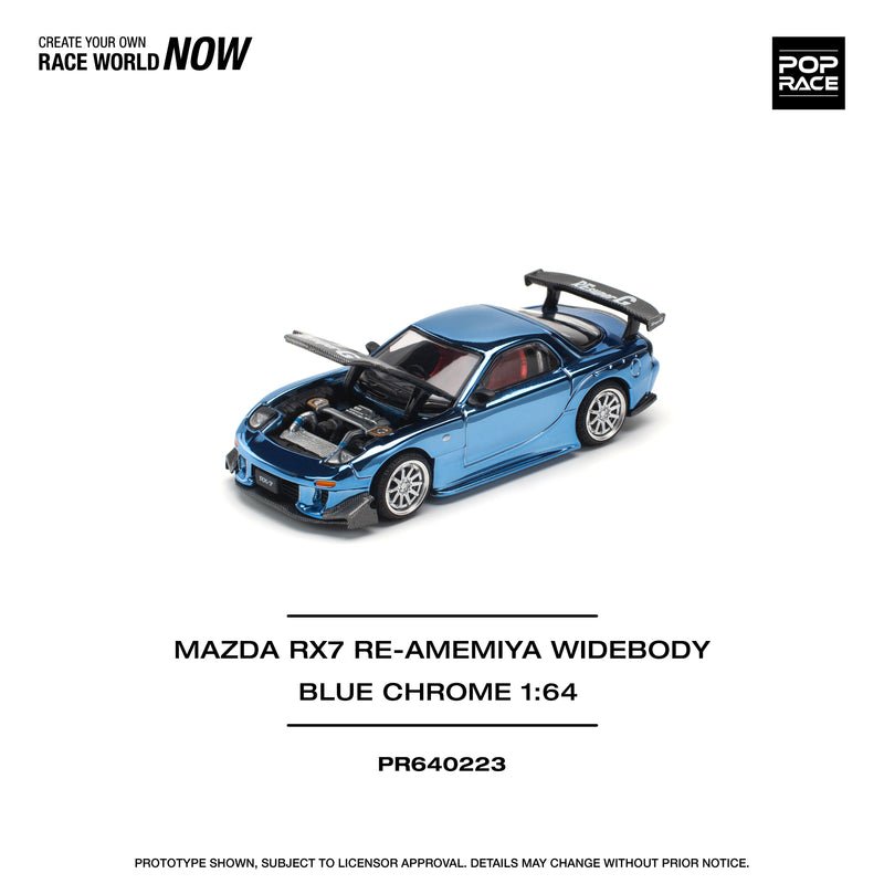 *PREORDER* Pop Race 1:64 Mazda RX-7 (FD3S) RE-Amemiya in Blue Chrome