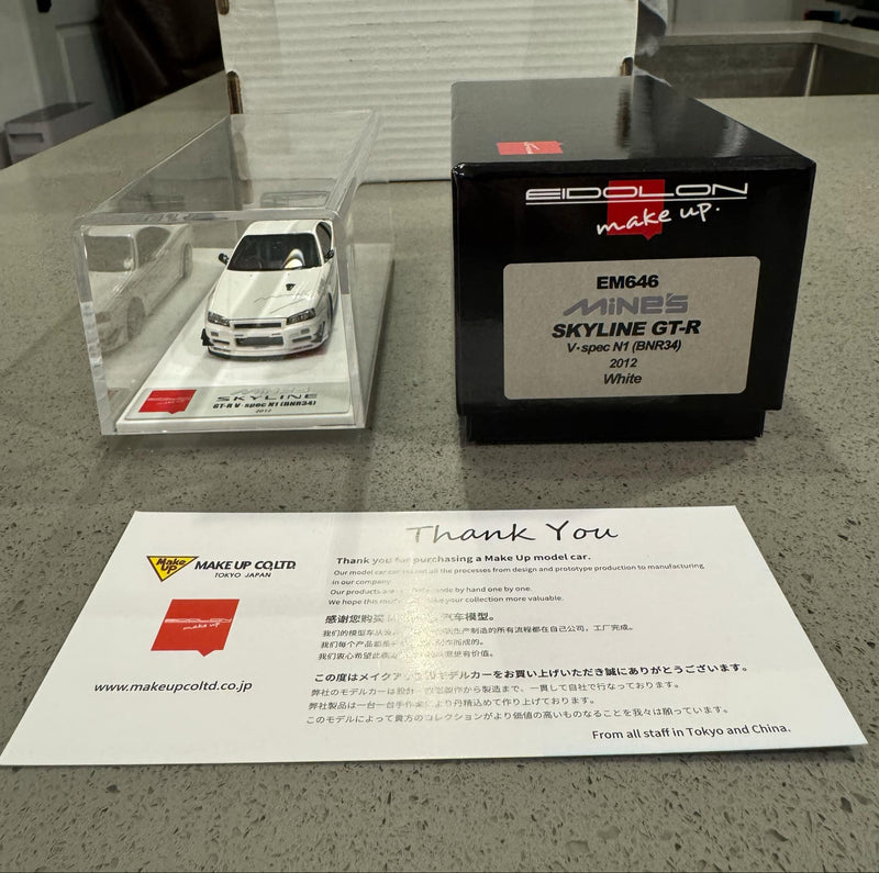 Make Up Co., Ltd / Eidolon 1:43 Nissan Skyline GT-R (BNR34) Mine's V-spec N1 2021 (BBS Wheel) - Justin Salerno