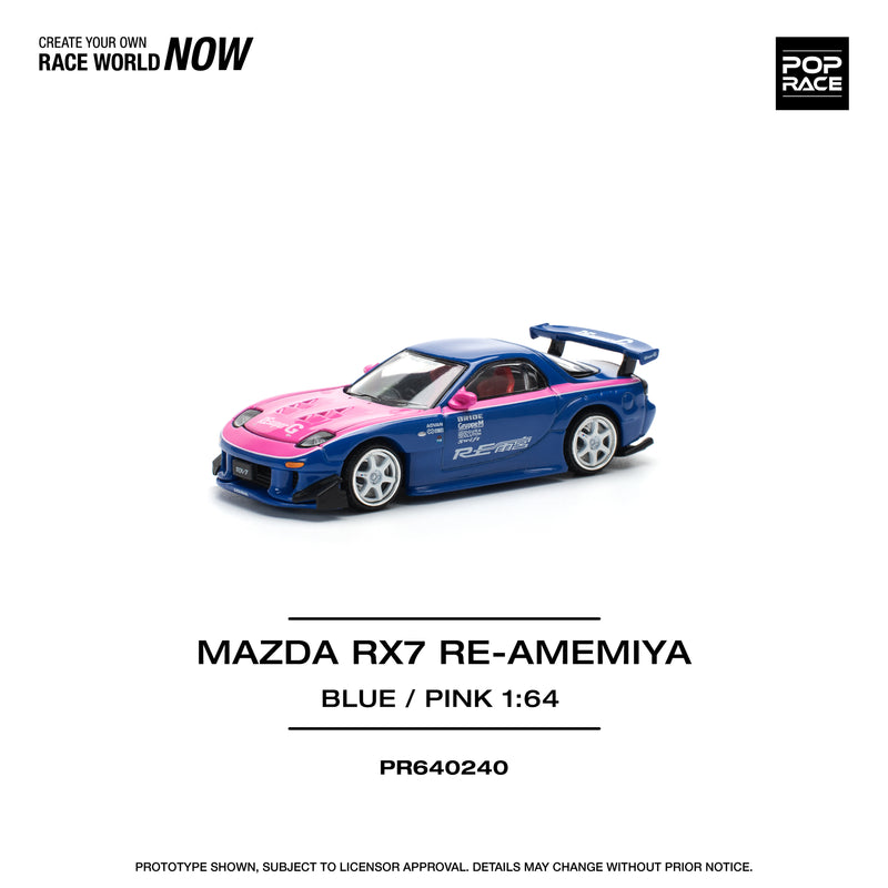 *PREORDER* Pop Race 1:64 Mazda RX-7 (FD3S) RE-Amemiya in Blue / Pink