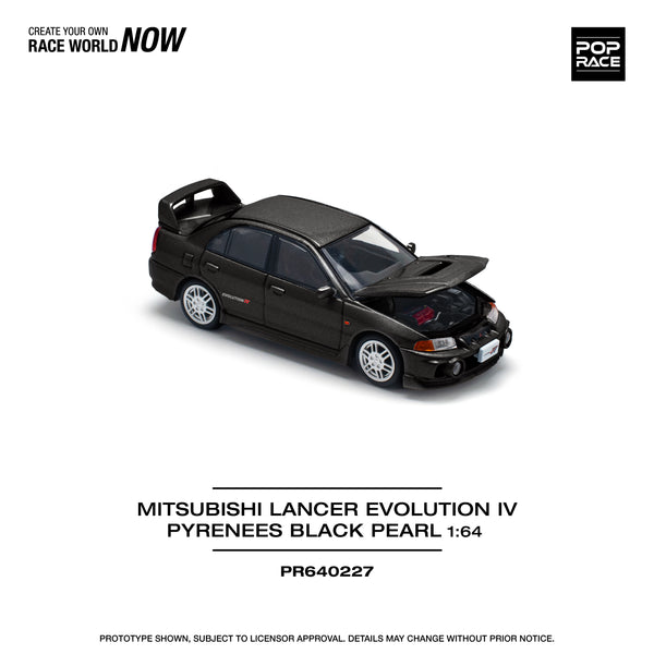 *PREORDER* Pop Race 1:64 Mitsubishi Lancer EVO IV in Pyreness Black Pearl