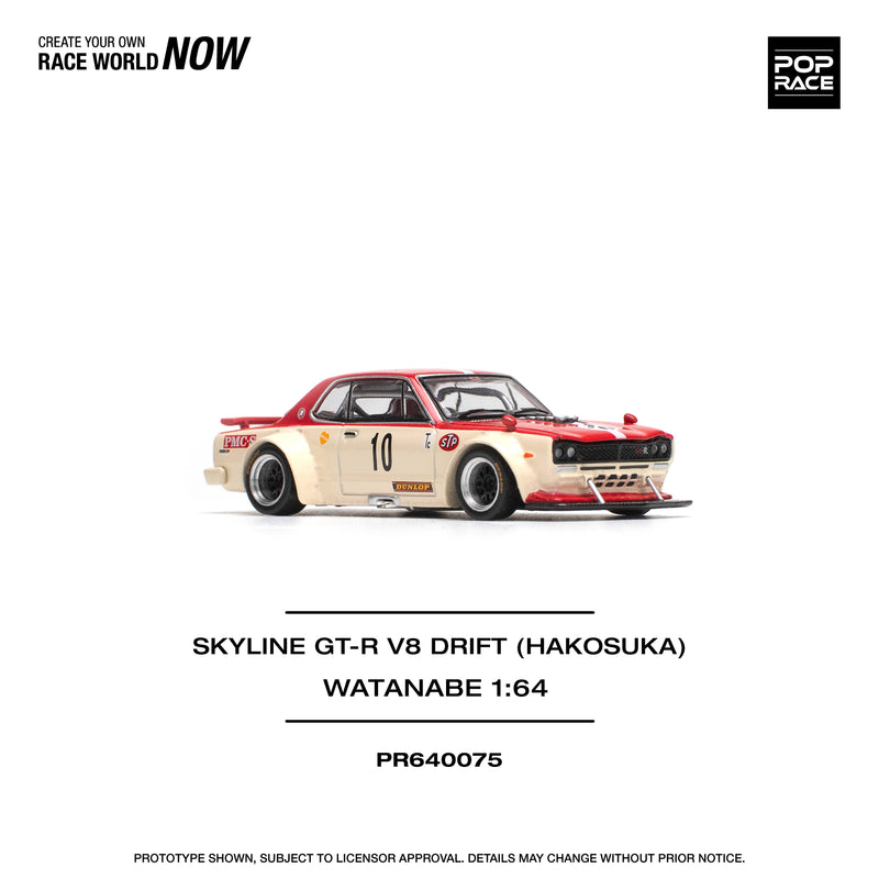 *PREORDER* Pop Race 1:64 Nissan Skyline GT-R V8 Drift (Hakosuka) with Watanabe