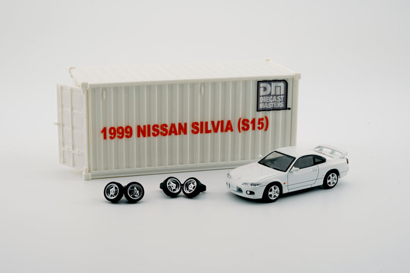 BM Creations 1:64 Nissan Silvia (S15) in White RHD Configuration with Container