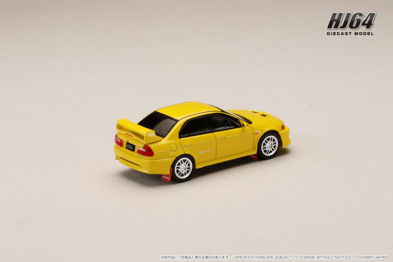 Hobby Japan 1:64 Mitsubishi Lancer GSR EVO V 1998 with Mud Flap in Dandelion Yellow