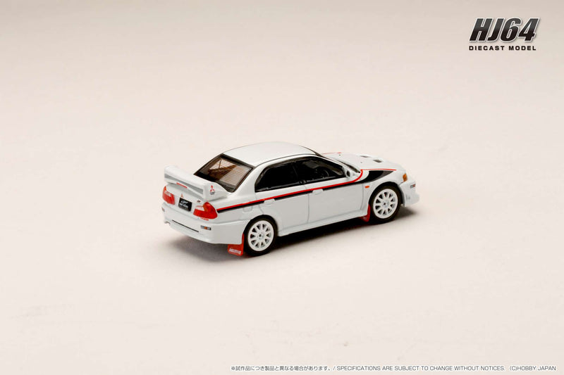 *PREORDER* Hobby Japan 1:64 Mitsubishi Lancer GSR EVO 6 (T.M.E.) 2000 with Mud Flap in Scortia White