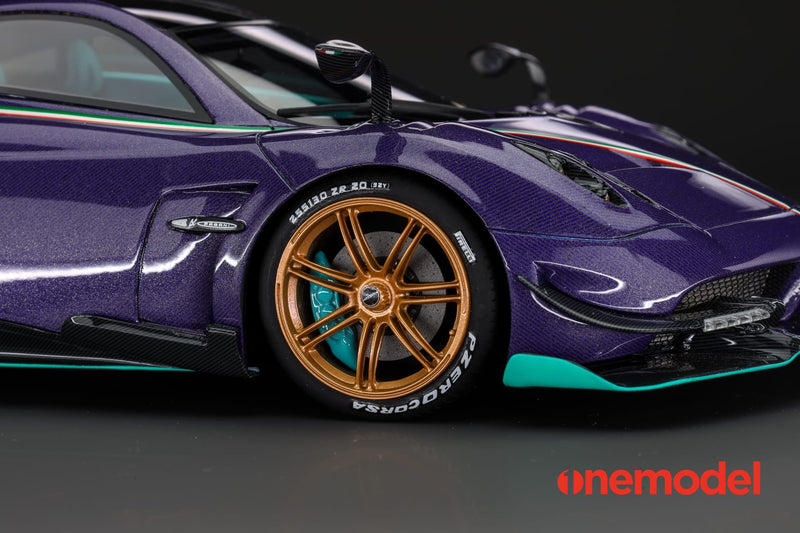 One Model 1:18 Pagani Hyuara BC in Carbon Purple with Tiffany Blue Accents