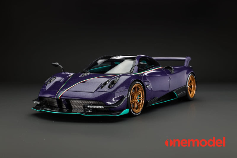 One Model 1:18 Pagani Hyuara BC in Carbon Purple with Tiffany Blue Accents