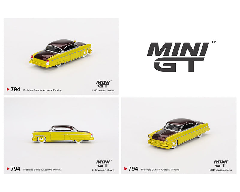 *PREORDER* MINI GT 1:64 Lincoln Capri Custom Hot Rod 1954 in Lime Yellow