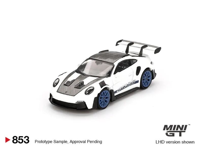 *PREORDER* MINIGT 1:64 Porsche 911 (992) GT3 RS Weissach Package in White with Indigo Blue