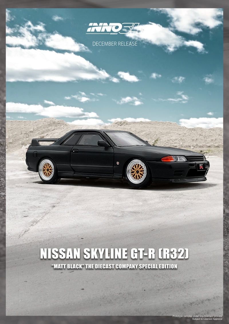 INNO64 1/64 Nissan Skyline GT-R (R32) The Diecast Company Special Edition in Matte Black