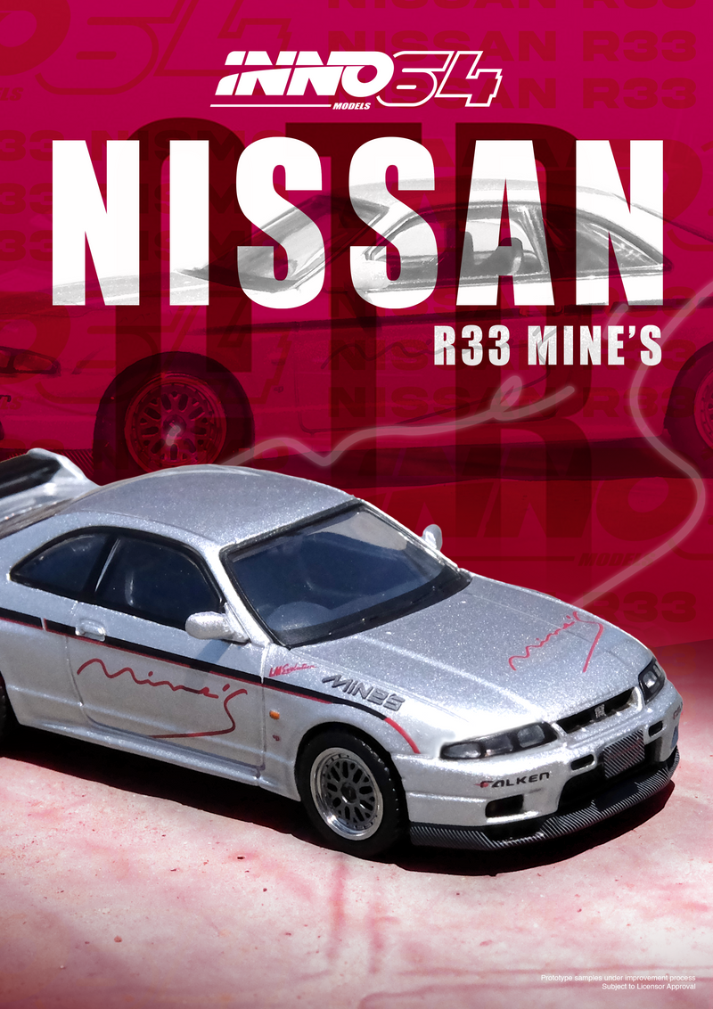 *PREORDER* INNO64 1:64 Nissan Skyline GT-R (R33) "TUNED BY MINE'S" in Silver