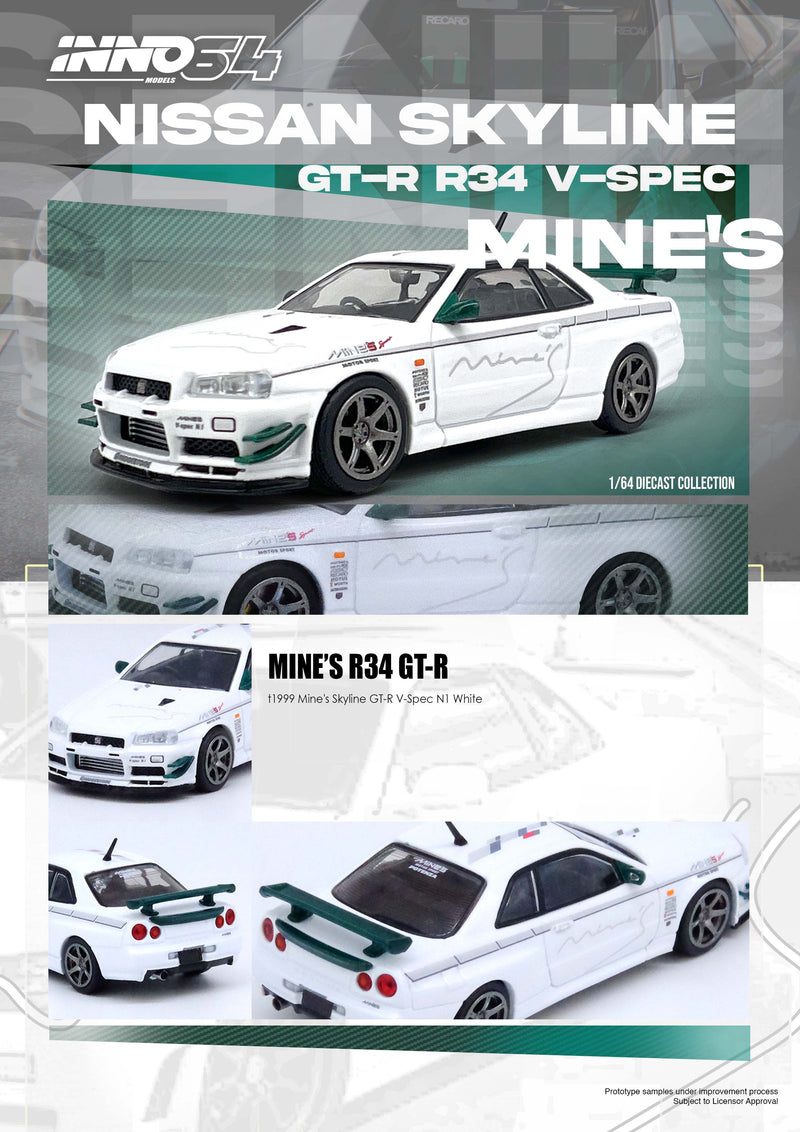 *PREORDER* INNO64 1:64 Nissan Skyline GT-R (R34) V-Spec Tuned by "MINE'S"