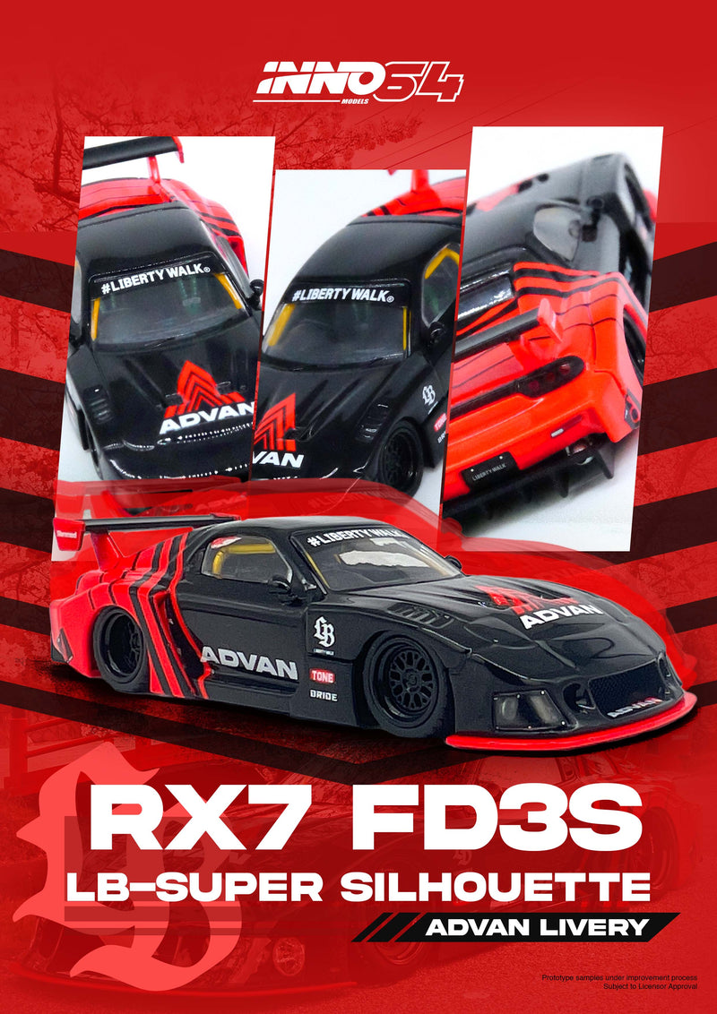 *PREORDER* INNO64 1:64 Mazda RX7 (FD3S) LB-Super Silhouette "Advan Livery"