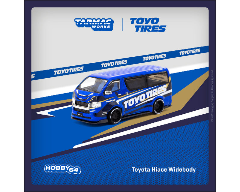 *PREORDER Tarmac Works 1:64 Toyota Hiace Widebody Toyo Tires in Blue