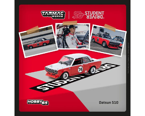 *PREORDER* Tarmac Works 1:64 Student Driver Datsun 510 Trans-Am B-Sedan 2.5 Challenge 2023 Daniel Wu