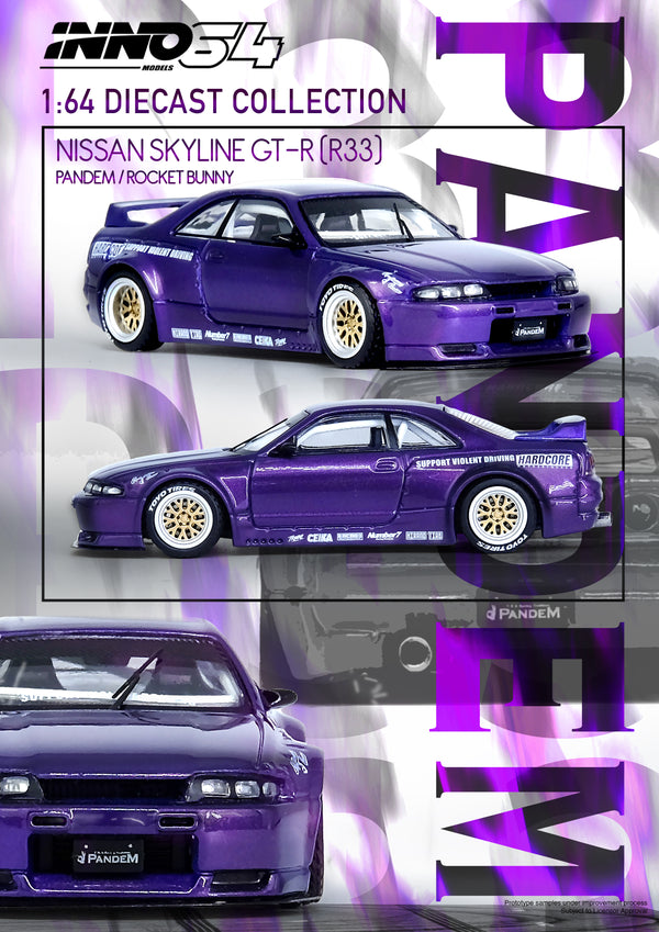 *PREORDER* INNO64 1:64 Nissan Skyline GT-R (R33) "Pandem / Rocket Bunny" in Purple