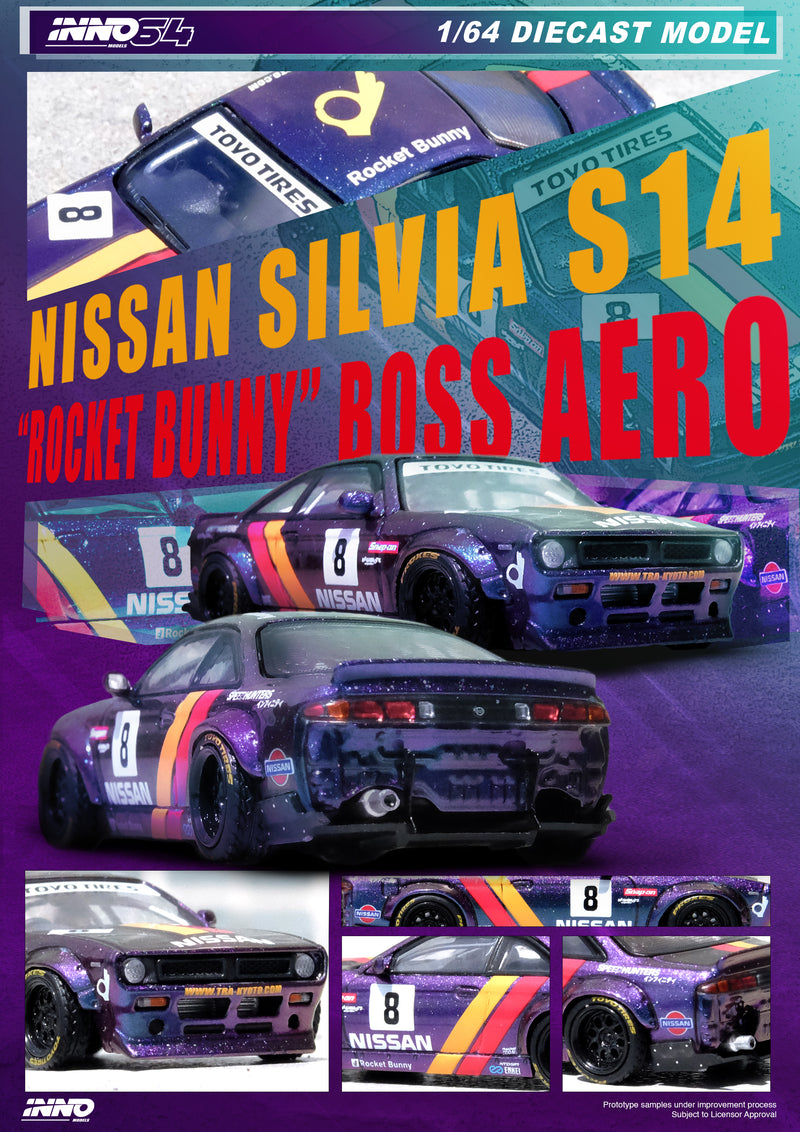 INNO64 1:64 Nissan Silvia (S14) BOSS "Rocket Bunny" in Purple