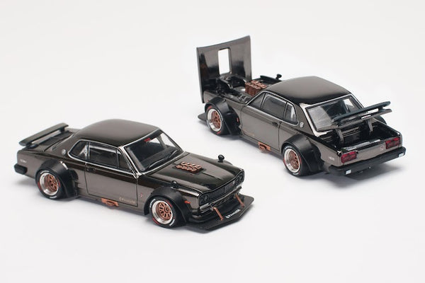 Pop Race 1:64 Nissan Skyline GT-R V8 Drift (Hakosuka) in Dark Chrome