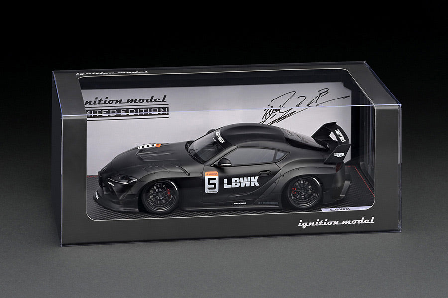 Ignition Model 1:18 Toyota Supra (A90) LB-WORKS in Matte Black with Mr.  Wataru Kato Figure