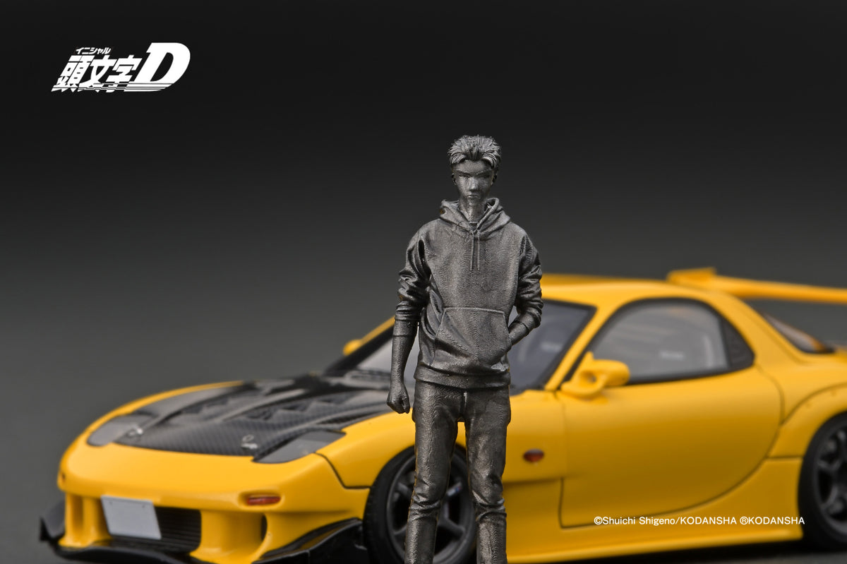 Ignition Model 1:43 Mazda RX-7 (FD3S) Initial D in Yellow with Mr. Keisuke  Takahashi Figure